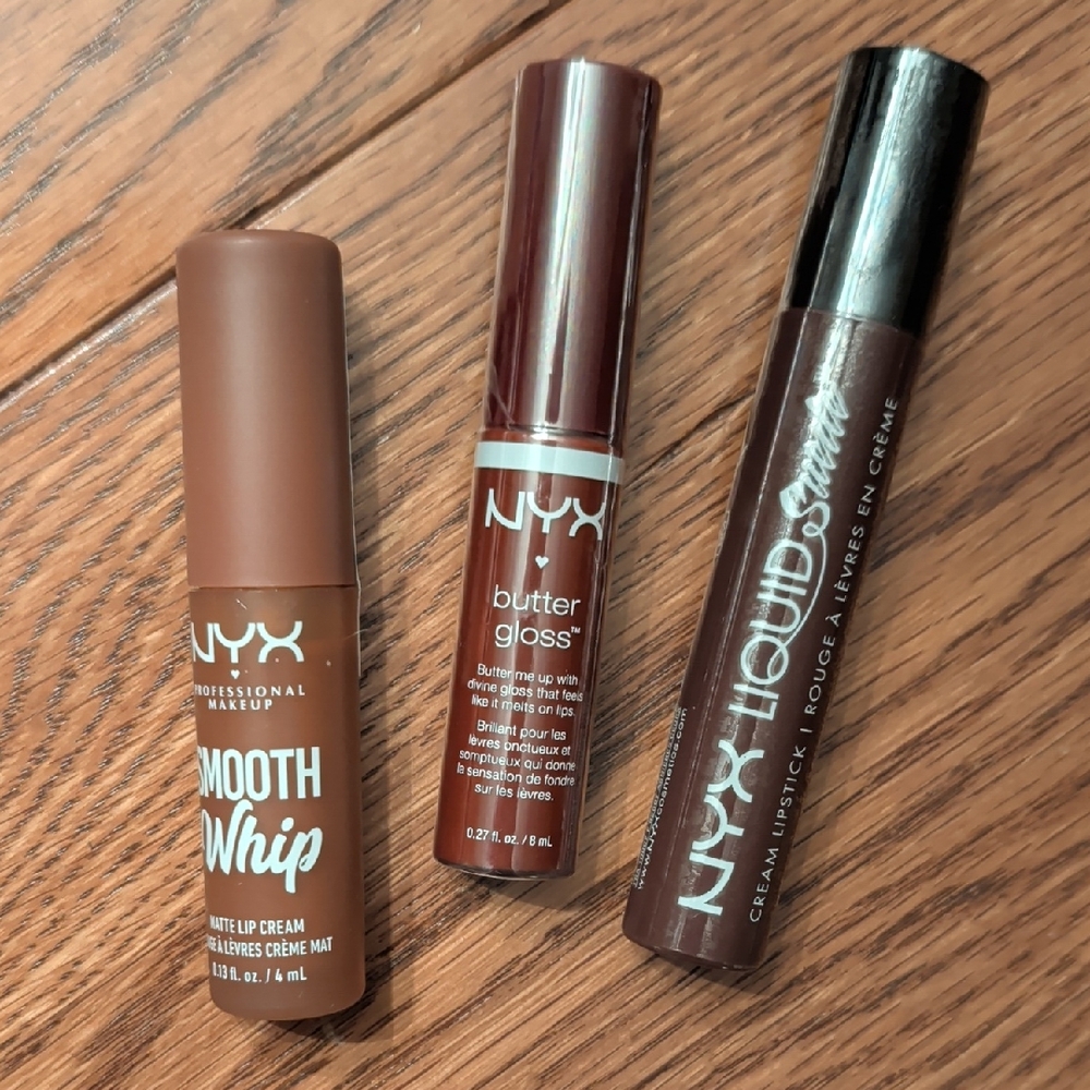 NYX Lip Trip Bundle: Smooth Whip, Butter Gloss and Liquid Suede Lip - New Sealed